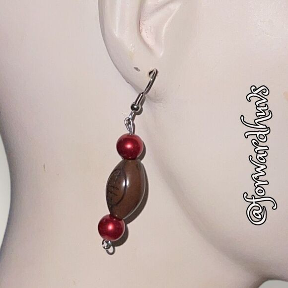 Bundle 3 for $15 NWOT Handmade Football Theme Dangle Earrings - Picture 4 of 8